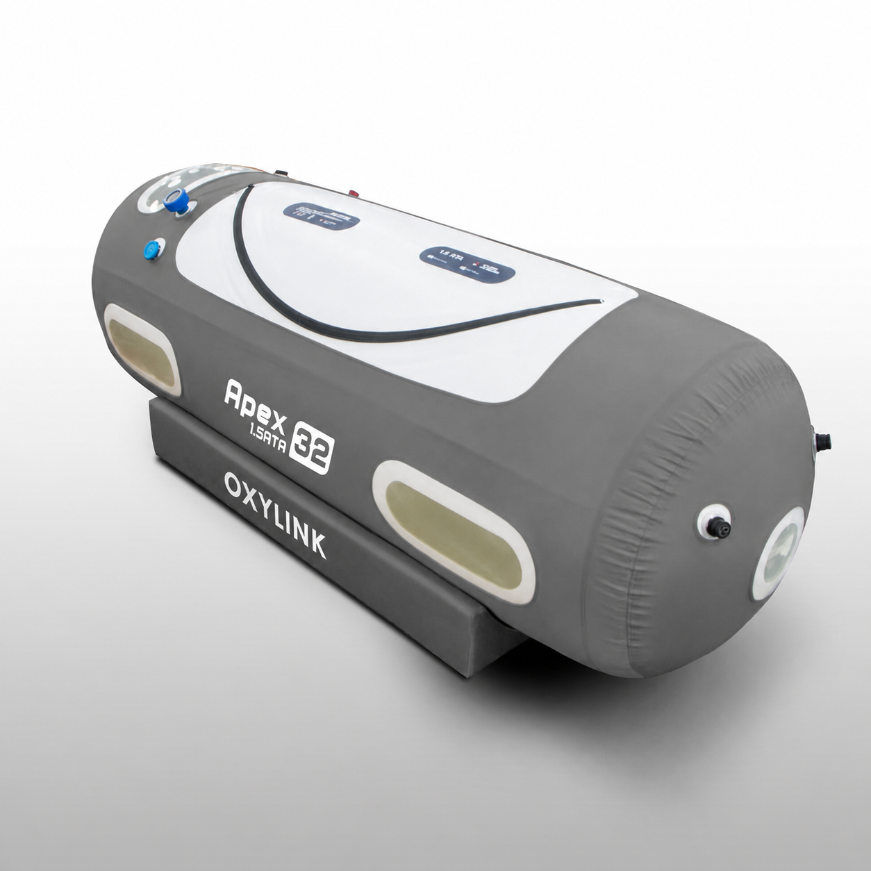 Portable lying hyperbaric chamber prepared for a home wellness session